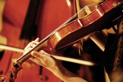 The photo detail shows a violin being held by a violinist