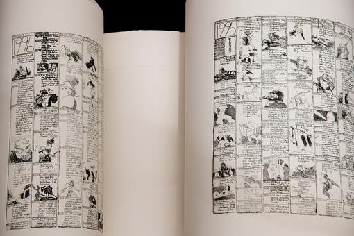 Photo showing paper roll with drawn comics