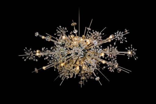 Photo of a modern crystal chandelier in star shape from the company J. & L. Lobmeyer