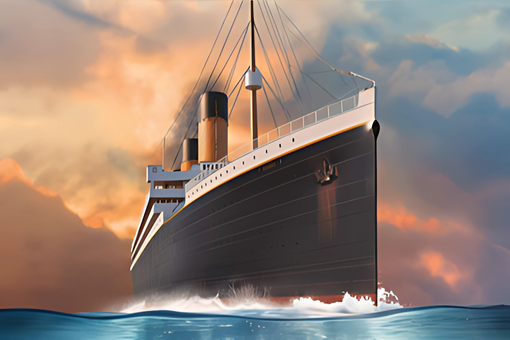 The event poster shows a large ocean liner - similar to the Titanic.