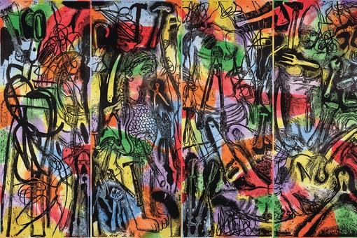 A colorful picture showing a jumble of tools of all kinds and different sizes